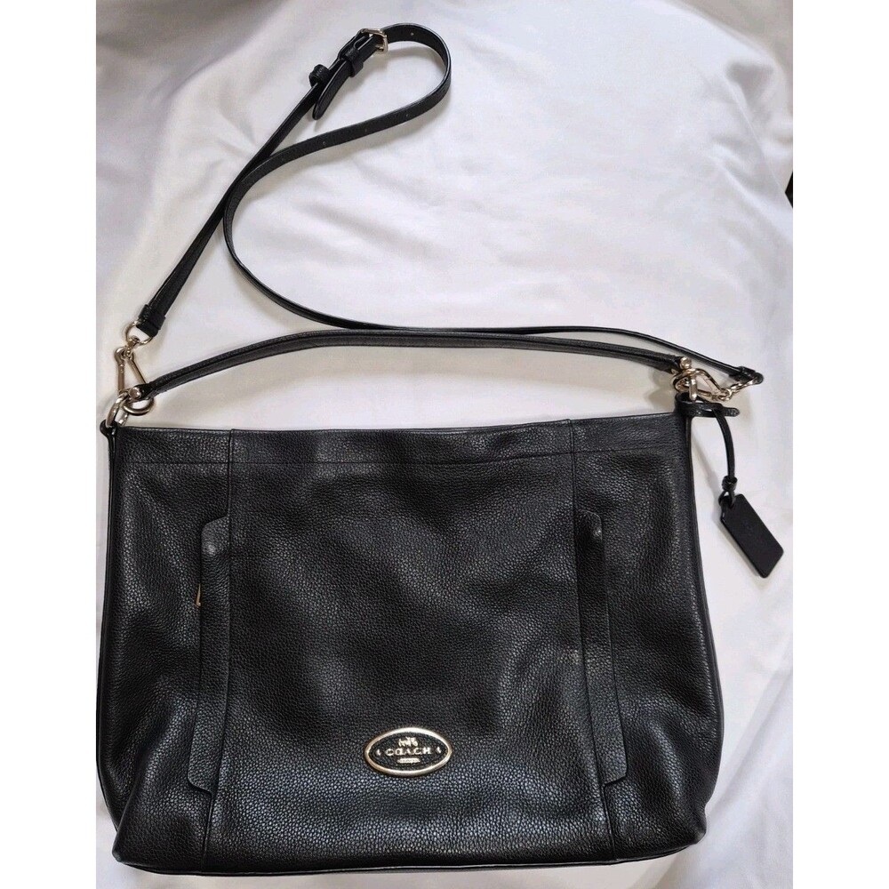COACH Scout Hobo Black Pebbled Leather Shoulder Crossbody Bag